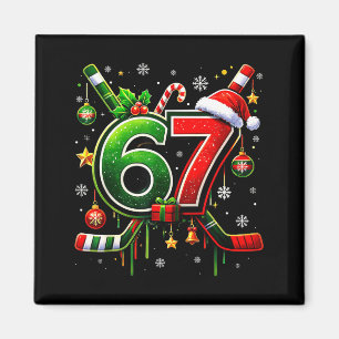 Funny 67 Six Seven Christmas Ice Hockey  Magnet
