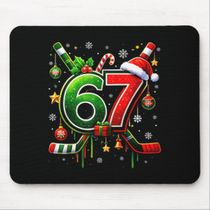Funny 67 Six Seven Christmas Ice Hockey  Mouse Pad