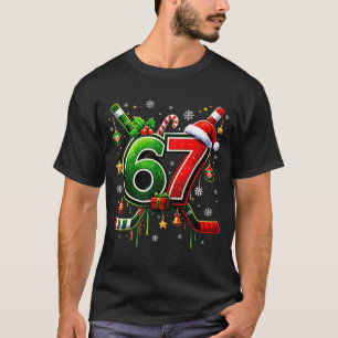 Funny 67 Six Seven Christmas Ice Hockey T-Shirt