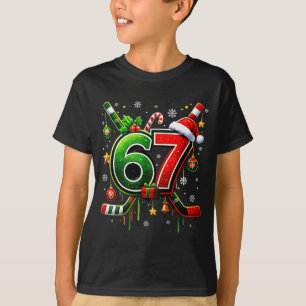 Funny 67 Six Seven Christmas Ice Hockey  T-Shirt