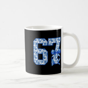 Funny 67 Six Seven Coquette Girly Blue Toile Women Coffee Mug