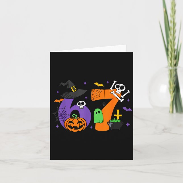 Funny 67 Six Seven Halloween Meme Gen Alpha  Card (Front)
