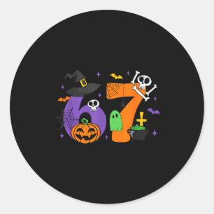 Funny 67 Six Seven Halloween Meme Gen Alpha Classic Round Sticker