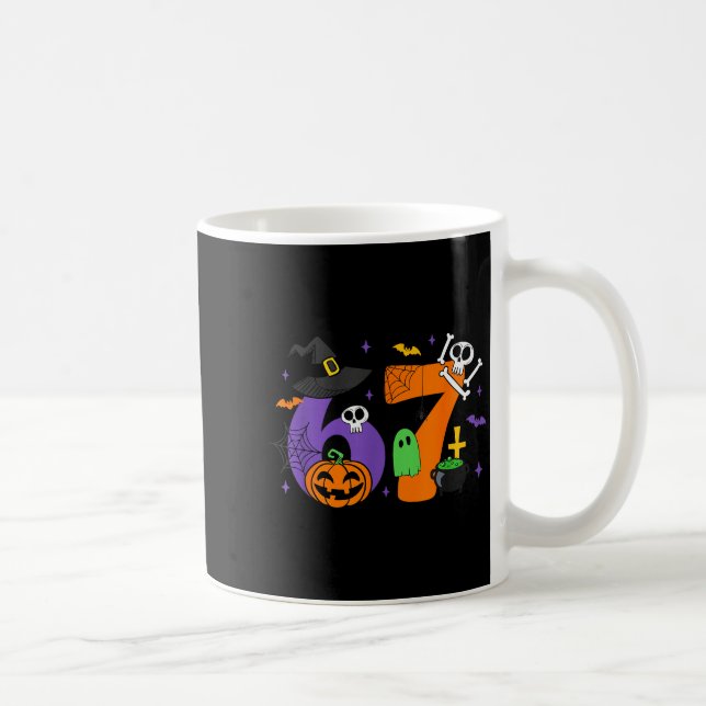 Funny 67 Six Seven Halloween Meme Gen Alpha  Coffee Mug (Right)