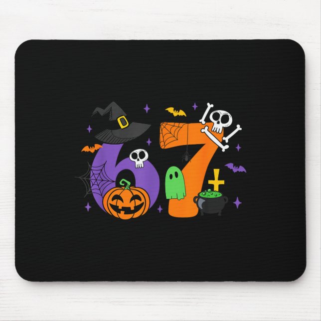 Funny 67 Six Seven Halloween Meme Gen Alpha  Mouse Pad (Front)