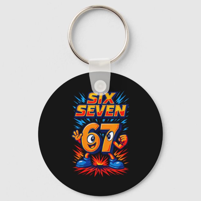 Funny 67 Six Seven Italian Brainrot Boys Girls 6 7 Key Ring (Front)