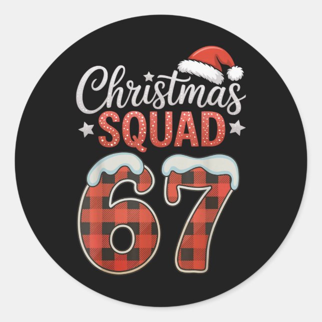 Funny 67 Six Seven Meme Brainrot 67 Christmas Squa Classic Round Sticker (Front)