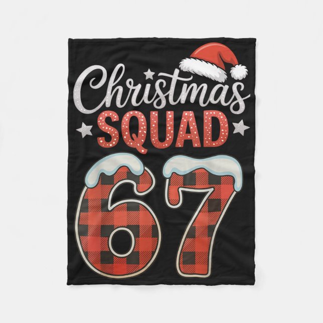 Funny 67 Six Seven Meme Brainrot 67 Christmas Squa Fleece Blanket (Front)
