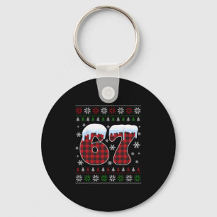 Funny 67 Six Seven Meme Brainrot Cringe Christmas  Key Ring