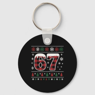 Funny 67 Six Seven Meme Brainrot Cringe Christmas  Key Ring