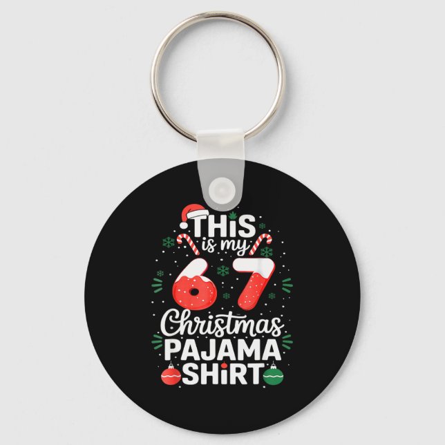 Funny 67 Six Seven Meme Brainrot Cringe Christmas  Key Ring (Front)