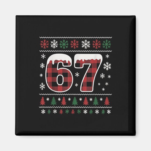 Funny 67 Six Seven Meme Brainrot Cringe Christmas  Magnet (Front)