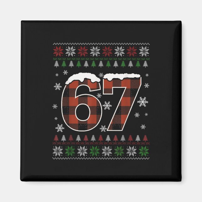 Funny 67 Six Seven Meme Brainrot Cringe Christmas  Magnet (Front)