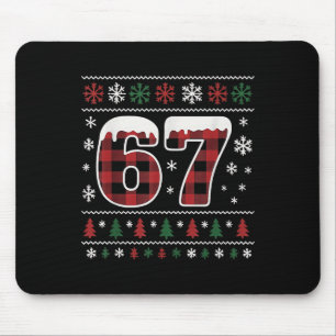Funny 67 Six Seven Meme Brainrot Cringe Christmas Mouse Pad