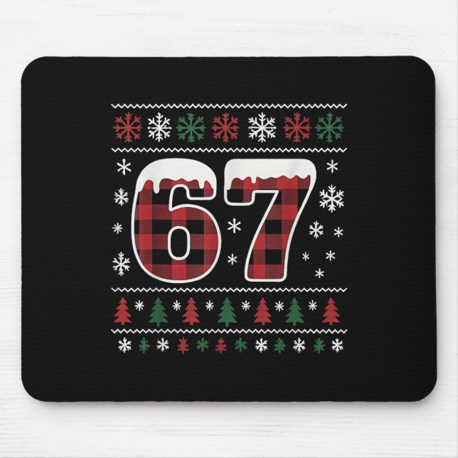 Funny 67 Six Seven Meme Brainrot Cringe Christmas  Mouse Pad (Front)