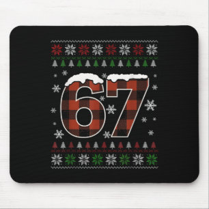Funny 67 Six Seven Meme Brainrot Cringe Christmas  Mouse Pad