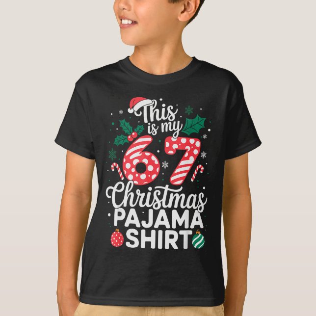 Funny 67 Six Seven Meme Brainrot Cringe Christmas  T-Shirt (Front)