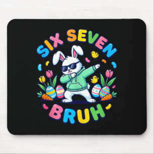 Funny 67 six seven meme bruh rabbit dabbing easter mouse pad