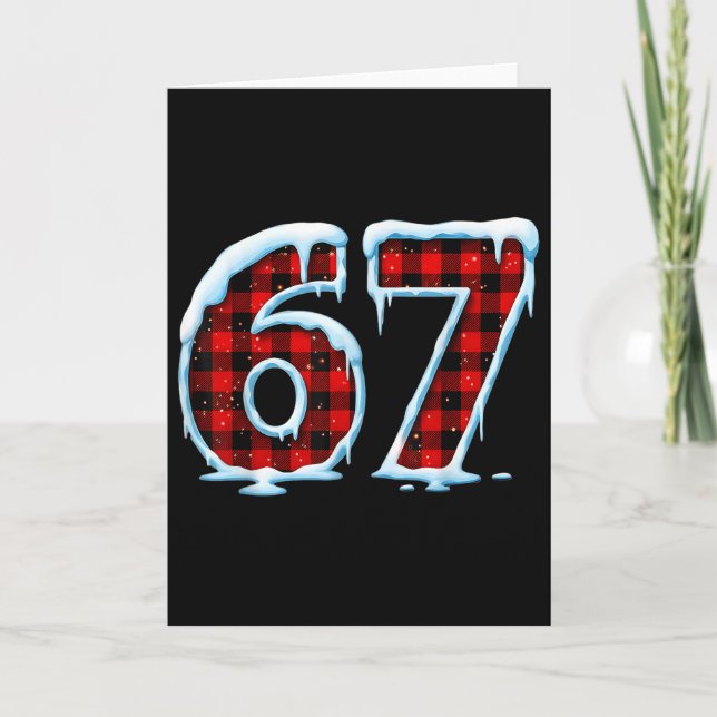 Funny 67 Six Seven Meme Christmas Pajamas  Card (Front)