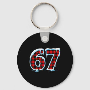 Funny 67 Six Seven Meme Christmas Pajamas  Key Ring