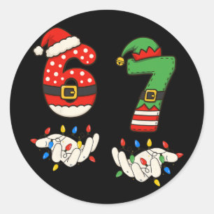 Funny 67 Six Seven Meme Couple Matching Christmas Classic Round Sticker