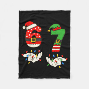 Funny 67 Six Seven Meme Couple Matching Christmas Fleece Blanket