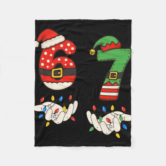 Funny 67 Six Seven Meme Couple Matching Christmas  Fleece Blanket (Front)