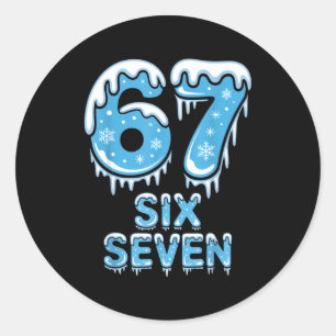 Funny 67 Six Seven Meme Icy Snow Winter Christmas  Classic Round Sticker