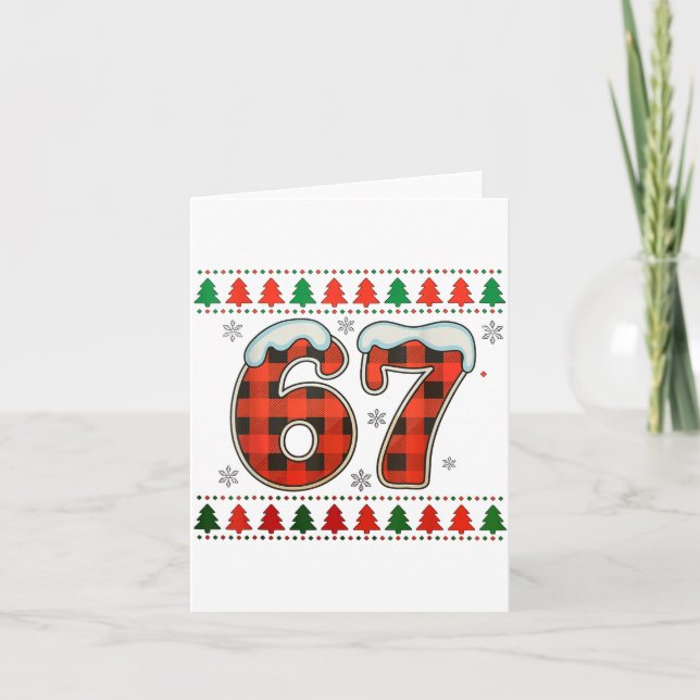 Funny 67 Six Seven Squad Meme Christmas Ugly Sweat Card (Front)