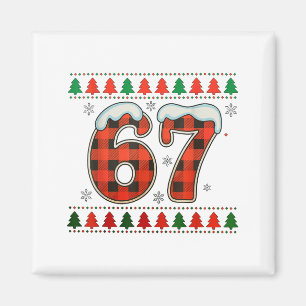 Funny 67 Six Seven Squad Meme Christmas Ugly Sweat Magnet