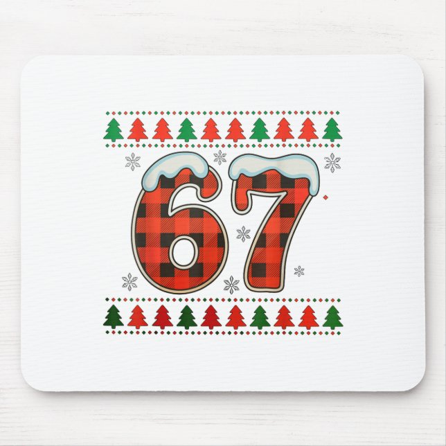Funny 67 Six Seven Squad Meme Christmas Ugly Sweat Mouse Pad (Front)