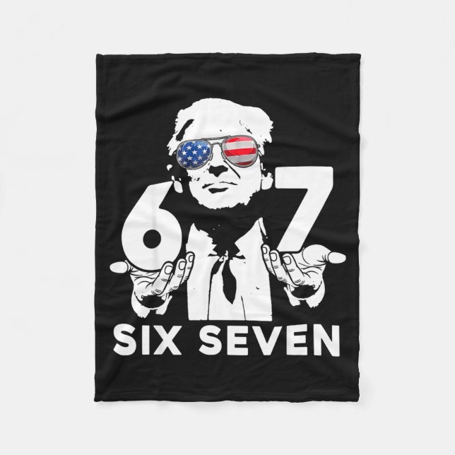 Funny 67 Six Seven Trump Meme  Fleece Blanket (Front)