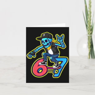 Funny 67 Skeleton Skater Meme Retro Skateboarding Card