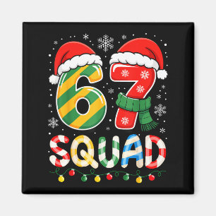 Funny 67 Squad Candy Cane Santa Hat Christmas Men Magnet