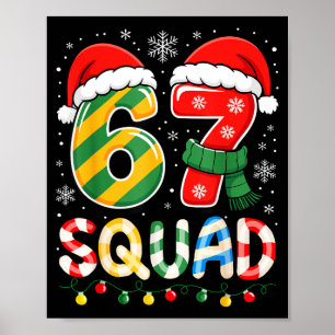 Funny 67 Squad Candy Cane Santa Hat Christmas Men  Poster