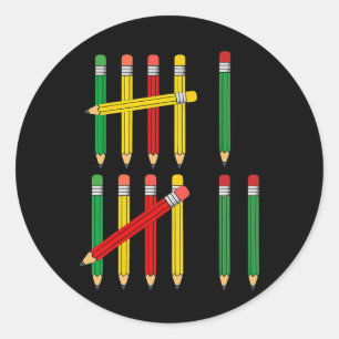 Funny 67 Tally Marks Math For Teachers Students Si Classic Round Sticker
