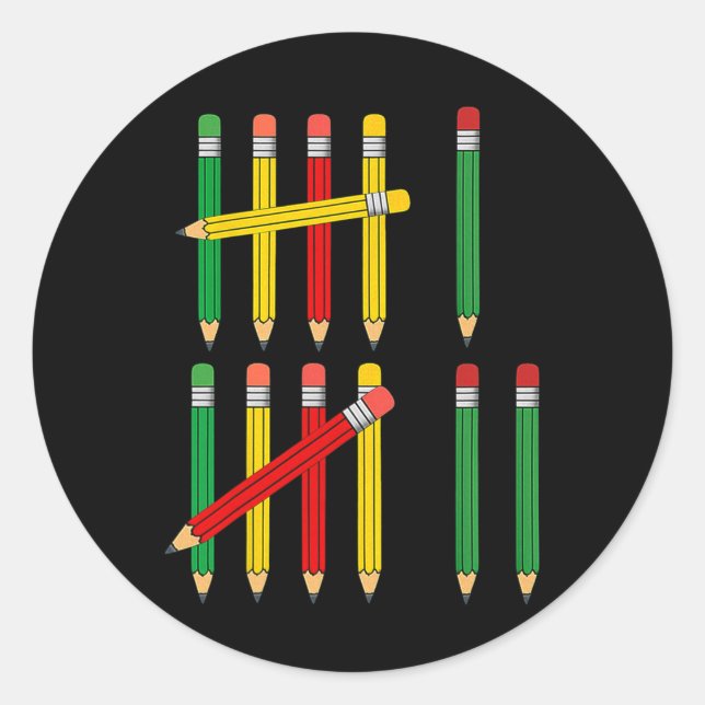 Funny 67 Tally Marks Math For Teachers Students Si Classic Round Sticker (Front)