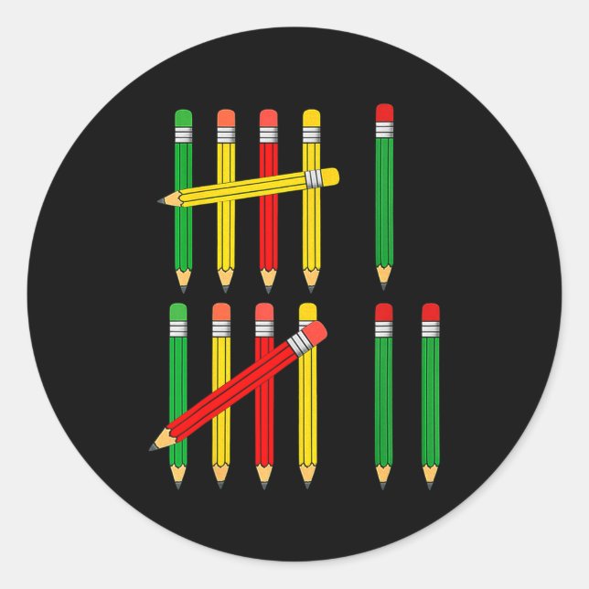 Funny 67 Tally Marks Math For Teachers Students Si Classic Round Sticker (Front)