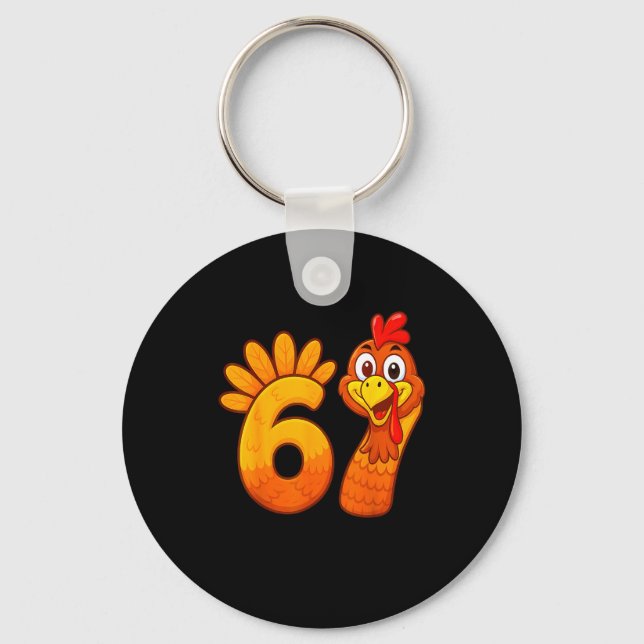 Funny 67 Thanksgiving Meme Turkey Six Seven Costum Key Ring (Front)