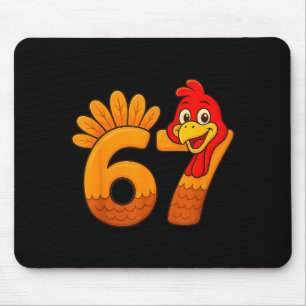 Funny 67 Thanksgiving Turkey Face 67 Number Mouse Pad