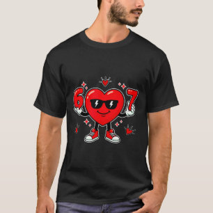 Funny 67 Valentine Day Dabbing Heart Love 67 Meme  T-Shirt