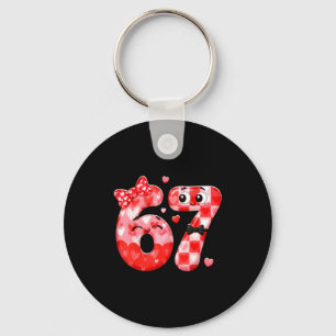 Funny 67 Valentines Meme Six Seven Heart 6 7 Women Key Ring