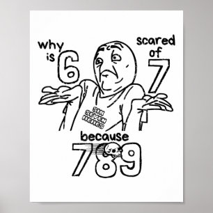 Funny 67 Why Is 6 Scared Of 7 Because 789 Men Wome Poster