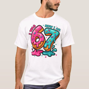 Funny 67th Birthday Doughnut Design Colourful Cele T-Shirt