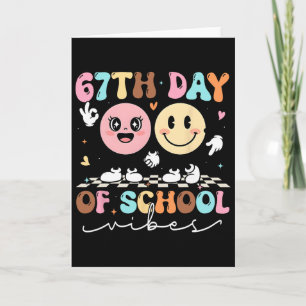 Funny 67th Day Of School Vibes Smile Face Boy Girl Card