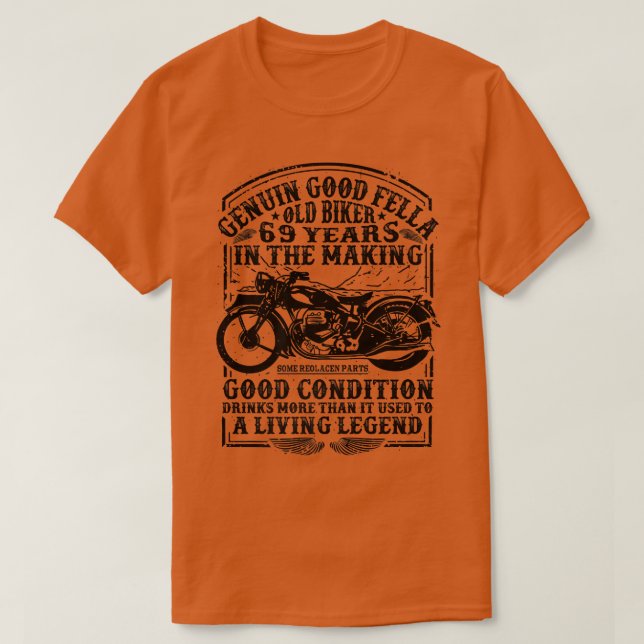 Funny 69 Years Old Biker Retro Style Classic Motor T-Shirt (Design Front)