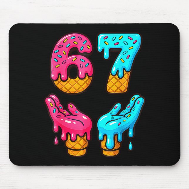 Funny 6 7 67 Six Seven Meme  Mouse Pad (Front)
