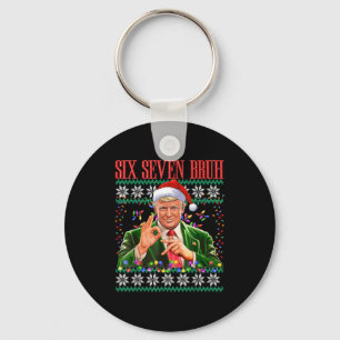 Funny 6 7 Bruh 67 Trump Ugly Christmas Sweater Xma Key Ring
