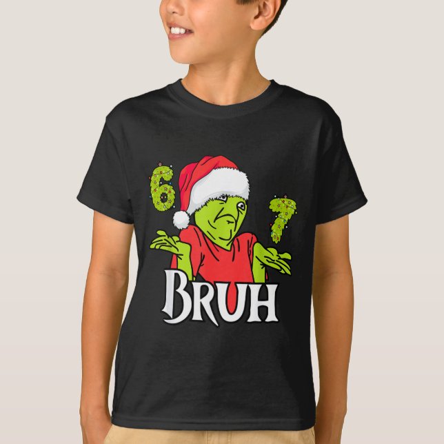 Funny 6 7 Bruh Merry Christmas Santa 67 Meme Men W T-Shirt (Front)