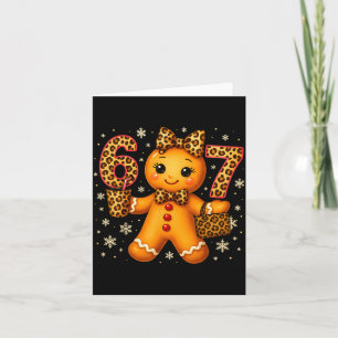 Funny 6 7 Christmas Leopard Bow Gingerbread Girls  Card